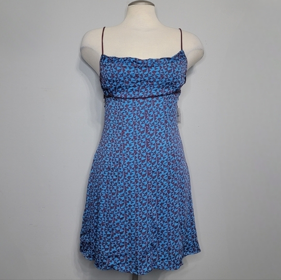 Free People | Kai Printed Mini Dress in colour Blue Combo - Picture 1 of 10